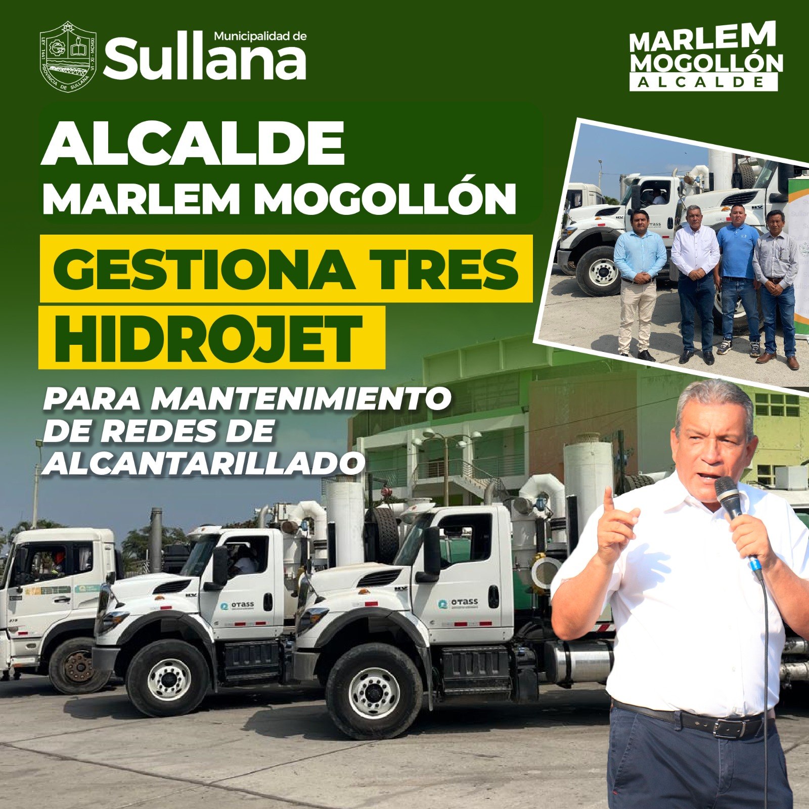 Luego que el alcalde de Sullana, Ing. Marlem Mogollón Meca y el Concejo Municipal, exigieran a la EPS Grau la presentación de un plan de contingencia inmediato frente a los constantes colapsos de desagües que afectan a diversos sectores de la ciudad; dicha entidad prestadora de servicios reaccionó enviando este jueves tres camiones hidrojet para trabajos de mantenimiento y limpieza de las redes de alcantarillado que se encuentran colmatadas.
El alcalde indicó que esta es una medida de urgencia, para atender a los vecinos que se encuentran afectados por los colapsos de desagües. En tanto, reiteró que la solución definitiva es la culminación de la PTAR y el pronto inicio de la obra de mejoramiento del alcantarillado de los Asentamientos Humanos de Sullana y sus distritos, cuyos proyectos están a cargo del Ministerio de Vivienda, Construcción y Saneamiento.
En tanto, el alcalde Marlem Mogollón indicó que los camiones hidrojet trabajarán inicialmente durante 15 días, para solucionar los problemas relacionados con los desagües. “Estos hidrojet estarán a cargo del personal de EPS Grau y permitirán una atención de manera inmediata a los colapsos de buzones y alcantarilla”, manifestó.
Por su parte, el Ing. Juan Morales Rivas, Jefe Zonal de EPS Grau, informó que las labores de limpieza comenzarán en el A.H. Santa Teresita y sectores aledaños. “Estamos colaborando estrechamente con la Municipalidad para asegurar que el proceso sea lo más efectivo posible y posteriormente se extenderá a otras áreas según las necesidades”, explicó Morales.