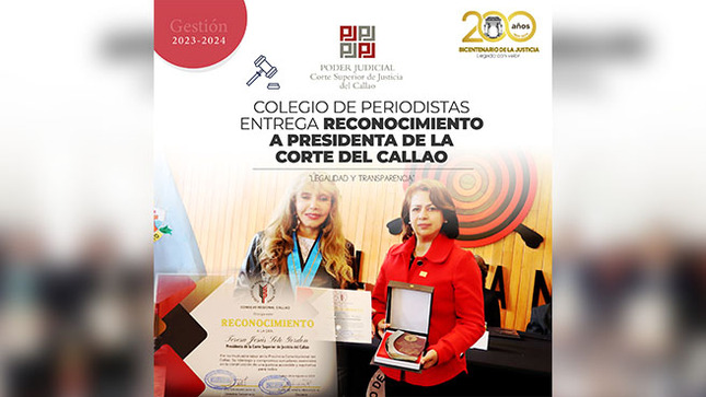 Colegio de Periodistas entrega reconocimiento a Presidenta de la Corte Superior de Justicia del Callao