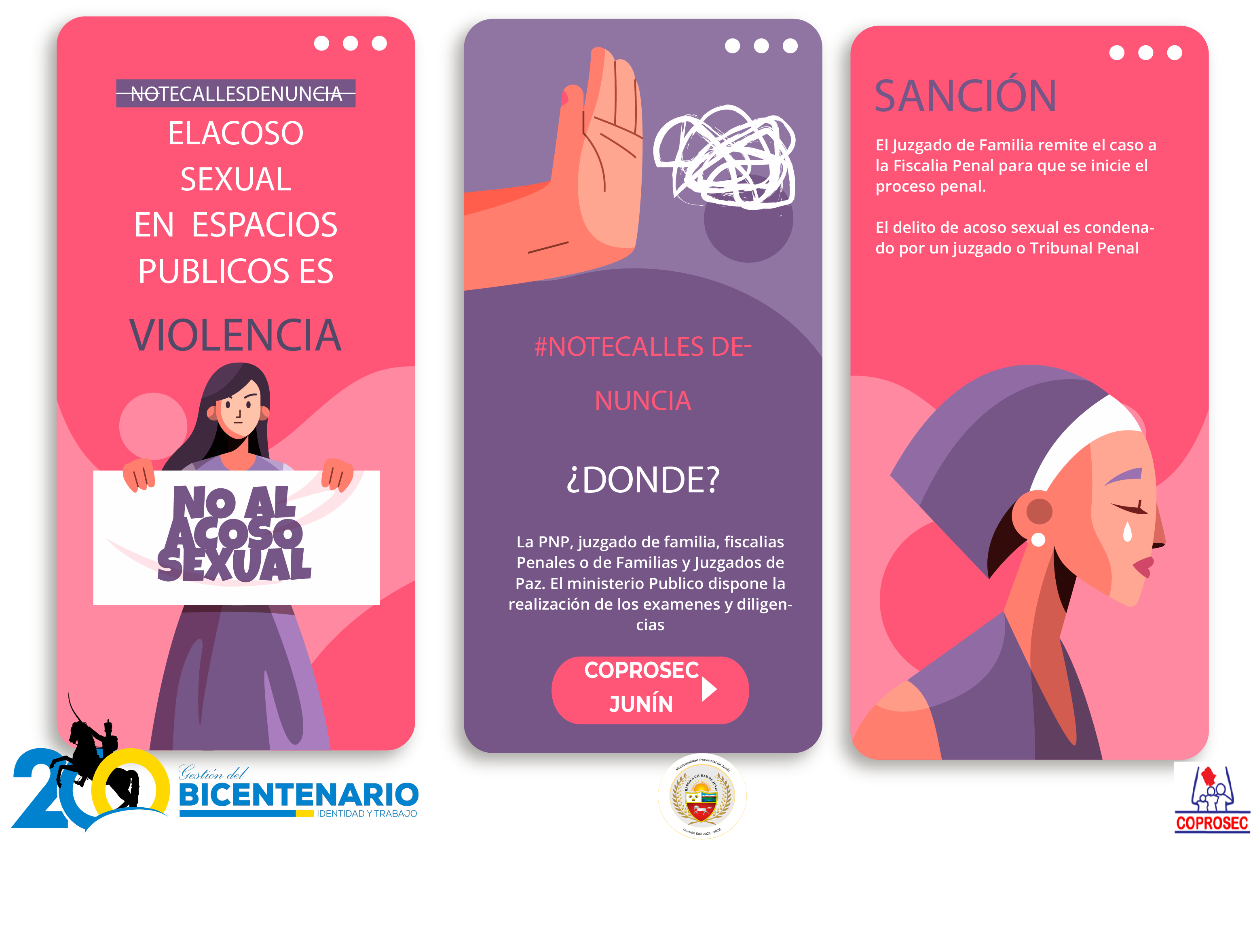 ¡Comprometidos con nuestra comunidad!

Como parte del compromiso de servicio que tenemos con la sociedad, nuestro comité de seguridad ciudadana de Junín se suman a la campaña de prevención de "Acoso sexual en la vía pública, violencia contra las mujeres, niños, niñas y adolescentes".
La violencia es una problemática que afecta más a las mujeres, niños, niñas y adolescentes a nivel mundial y todos tenemos la responsabilidad de romper la cadena de la violencia.
Apuesta por el cambio y únete a la campaña
#MásHombresSinViolenciaContraLasMujeresNiñosNiñasYAdolescentes.
¡Más hombres nos unimos para luchar contra la violencia!
#COPROSECJUNÍN