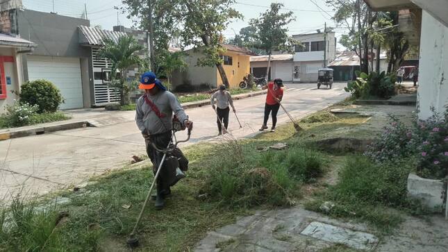 Viene llevando a cabo una serie de labores de limpieza y mantenimiento en las áreas verdes de la Urbanización Río Mar.