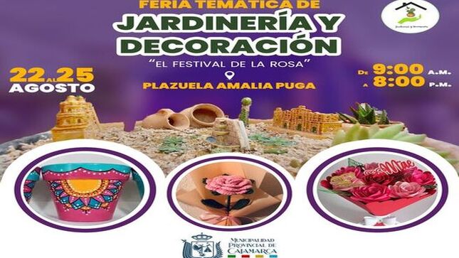 🎍 Ven y participa de nuestra feria temática de Jardinería y Decoración en la Plazuela Amalia Puga (Frente a la PNP) del 22 al 25 de 9:00 a. m. a 8:00 p. m.
