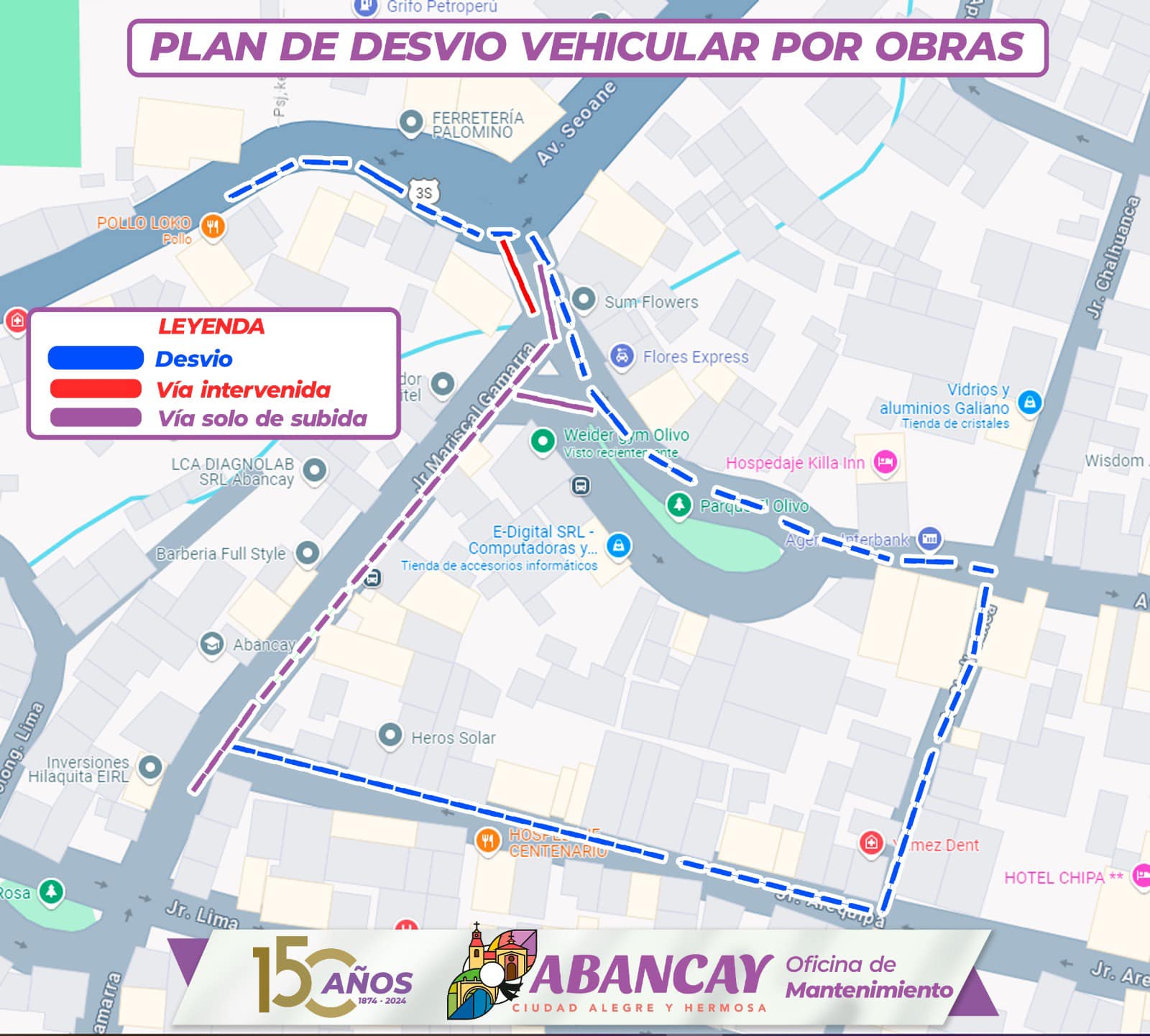 💯Plan De Desvío Vehicular En El Sector Parque El Olivo.