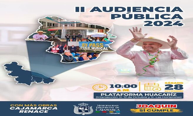 ยกParticipa y conoce los avances de nuestra gestiรณn!
๐
๐
๐๐๐ก๐: ๐๐ ๐๐ ๐ฌ๐๐ญ๐ข๐๐ฆ๐๐ซ๐
โฐ ๐๐จ๐ซ๐: ๐๐:๐๐ ๐.๐ฆ.
๐ ๐๐ฎ๐ ๐๐ซ: ๐๐ฅ๐๐ญ๐๐๐จ๐ซ๐ฆ๐ ๐๐ฎ๐๐๐๐ซ๐ข๐ณ (๐ข๐ง๐ญ๐๐ซ๐ฌ๐๐๐๐ข๐จฬ๐ง ๐๐๐ฅ ๐๐ข๐ซ๐จฬ๐ง ๐๐ ๐๐ ๐๐๐ญ๐ฎ๐๐ซ๐ ๐ฒ ๐๐ข๐ซ๐จฬ๐ง ๐๐๐ฌ ๐๐จ๐ซ๐ญ๐๐ง๐ฌ๐ข๐๐ฌ)
๐๏ธ El alcalde de Cajamarca, Joaquรญn Ramรญrez, junto a su concejo provincial, presentarรกn los avances de la gestiรณn municipal y compartirรกn detalles de las obras que estรกn impulsando el desarrollo de nuestra provincia.
๐ค ยกNo te pierdas esta oportunidad de informarte y ser parte del progreso de Cajamarca!