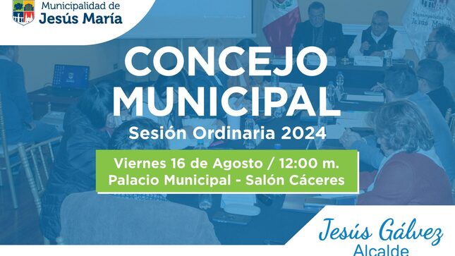 Este viernes 16, nuestro alcalde Jesús Gálvez y su Concejo Municipal se reúnen para una nueva Sesión Ordinaria en el Salón Cáceres del Palacio Municipal. La cita es a las 12 m.
¡Únete a la transmisión en vivo! 🔴📹