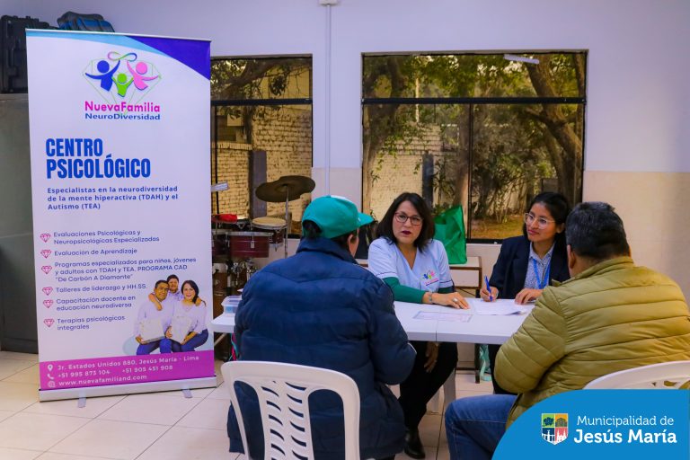 Pensando en la salud de nuestros vecinos, la OMAPED de Jesús María organizó una campaña psicológica dirigida a nuestros beneficiarios, donde se realizaron evaluaciones especializadas en autismo, discapacidad intelectual, parálisis cerebral, esquizofrenia y más.
