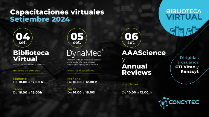 Biblioteca Virtual del Concytec presenta ciclo de capacitaciones gratuitas para investigadores