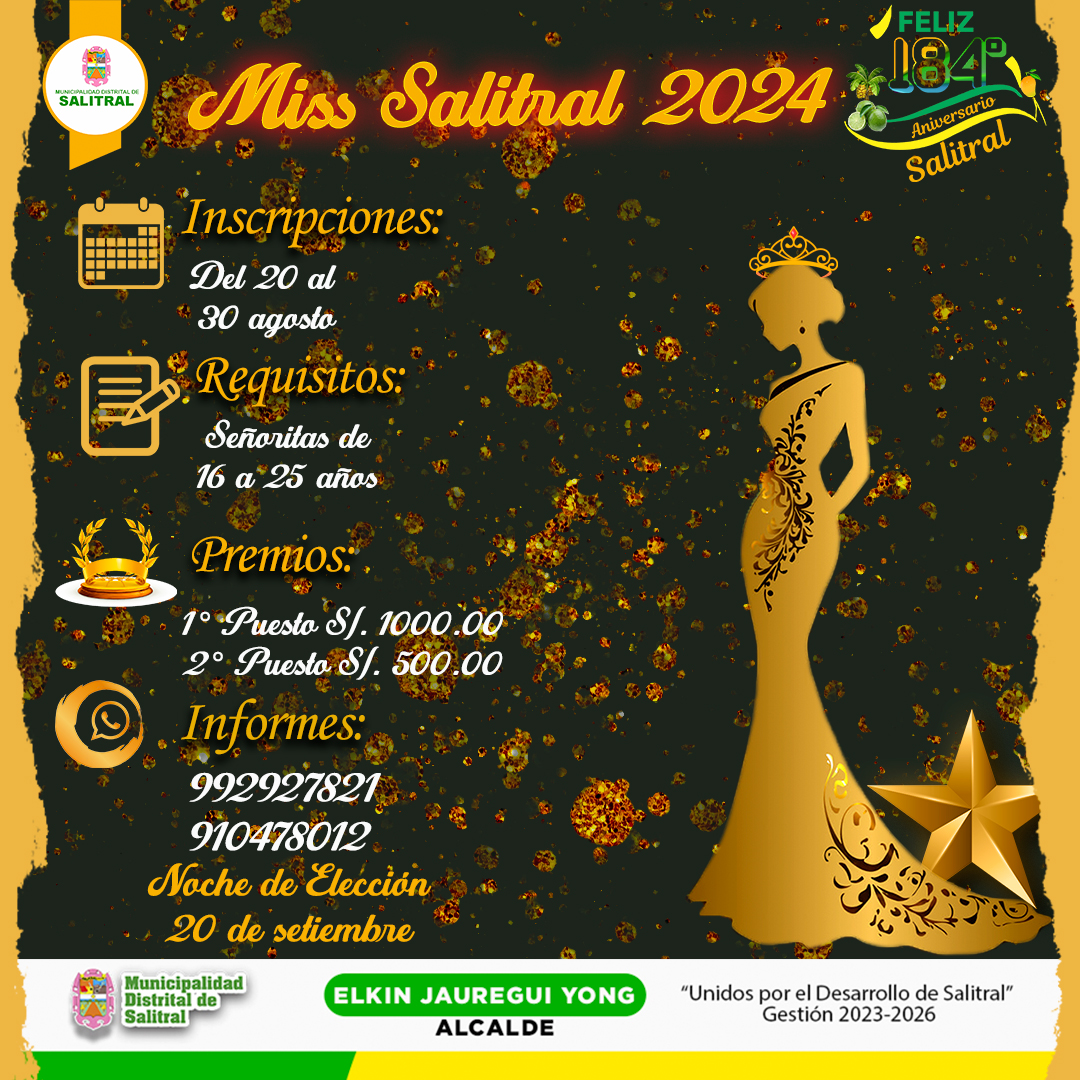 Inicio de inscripciones para certamen de belleza Miss Salitral 2024