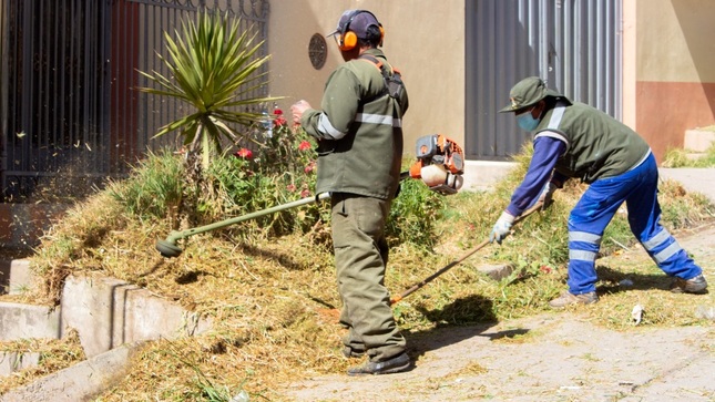 Se realiza embellecimiento de áreas verdes en el barrio Santa Rosa previo a su aniversario