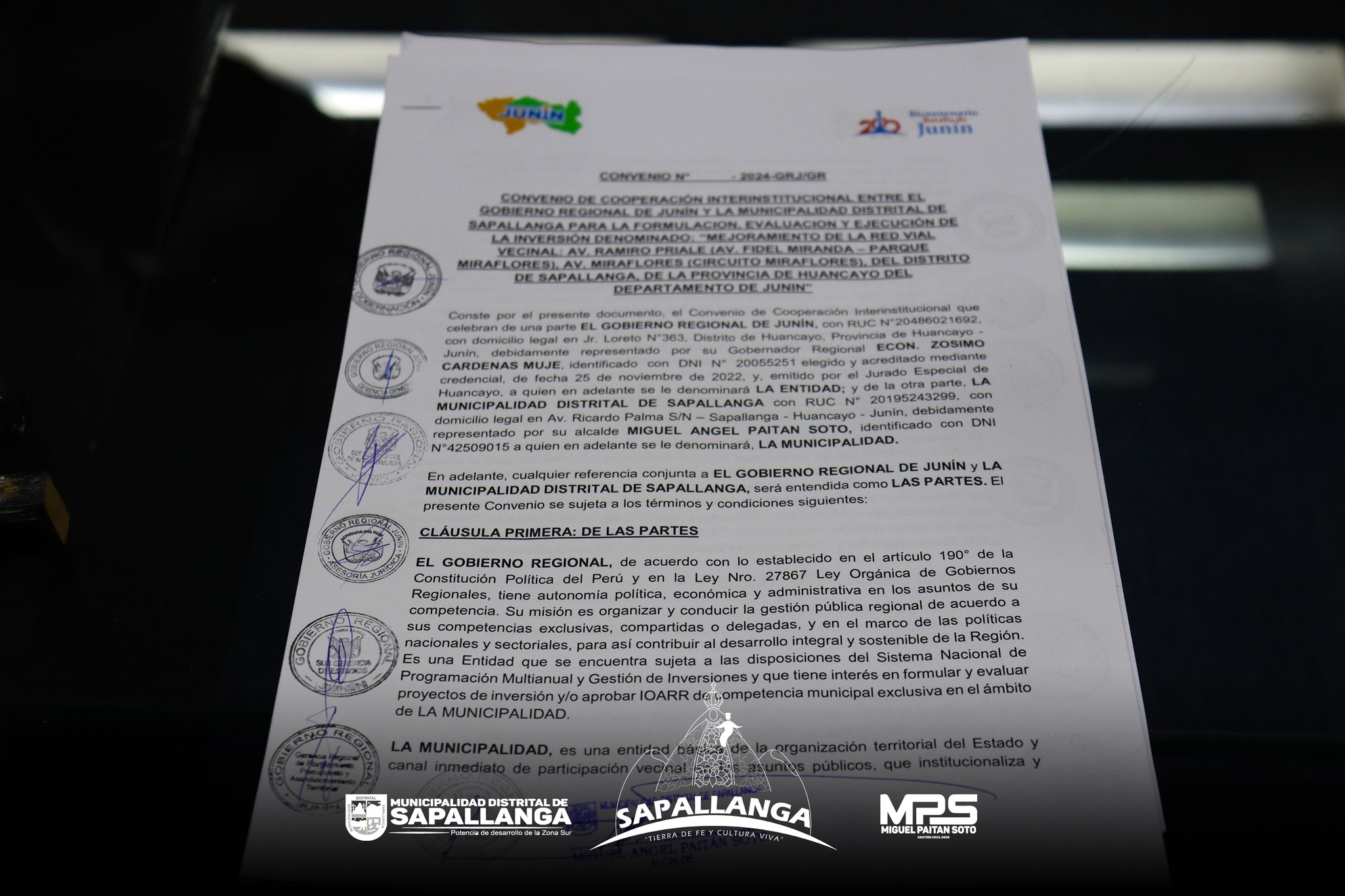 Firma de convenio para el recapeo de la importante vía del Circuito de Miraflores