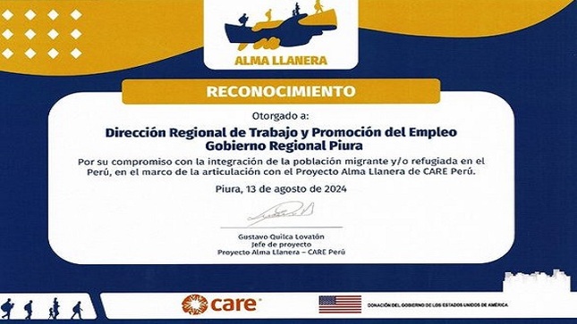  Piura - ONG CARE Perú viene ejecutando el proyecto "Alma Llanera" -   Dirección Regional de Trabajo y Promoción del Empleo 