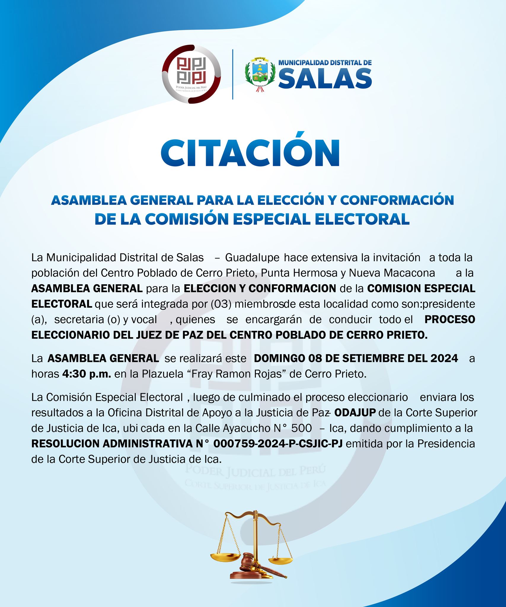 ASAMBLEA GENERAL PARA LA ELECCION Y CONFORMACION DE LA COMISION ESPECIAL ELECTORAL