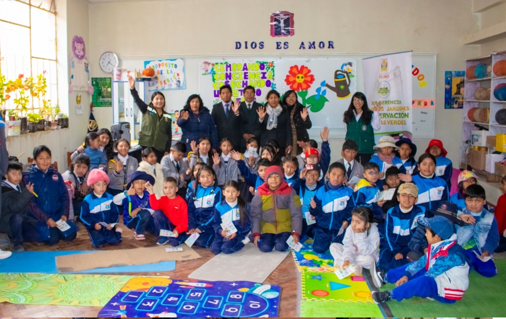 Estudiantes de la I.E. N°70004 J.A.E." participaron activamente de la campaña de sensibilización “Sembrando conciencia, cosechando un futuro