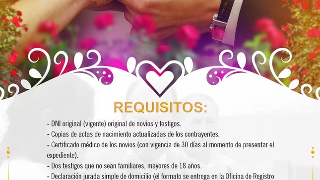 Requisitos para el II Matrimonio Civil 2024