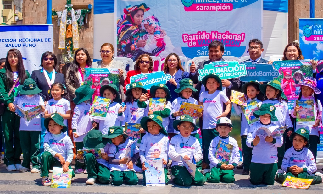 Municipalidad de Puno participa en el lanzamiento del barrido Nacional de vacunación contra el sarampión, rubéola y parotiditis