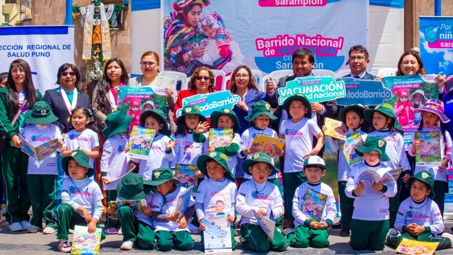 Municipalidad de Puno participa en el lanzamiento del barrido Nacional de vacunación contra el sarampión, rubéola y parotiditis