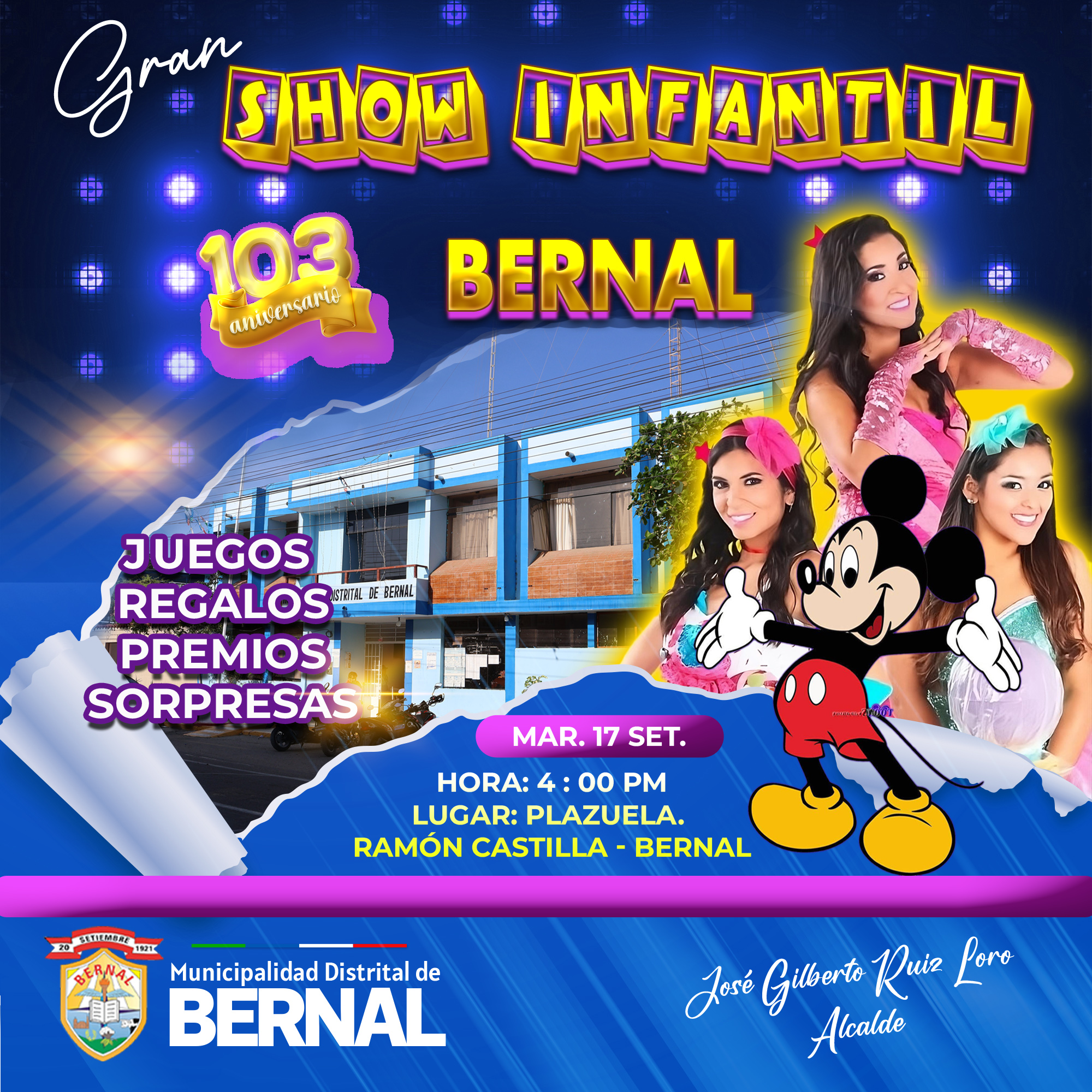 Programa general de festejos por los 103 Aniversario del Distrito de Bernal 2024.