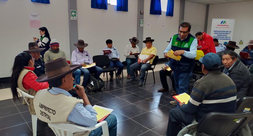 La Municipalidad Provincial de Mariscal Nieto, a través de la Subgerencia de Desarrollo Económico, participó activamente en la Mesa de Trabajo y Elección de Representantes de Comunidades Campesinas de la provincia de Mariscal Nieto.