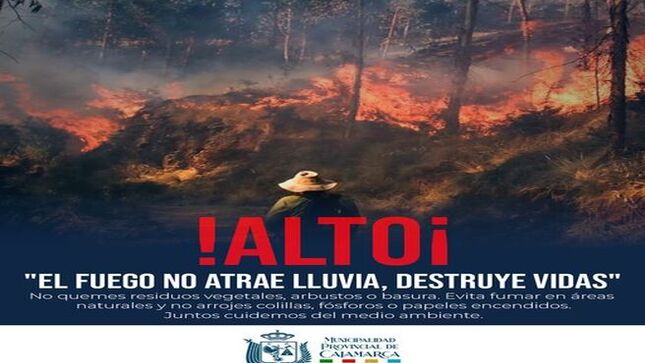 👨‍👩‍👧‍👦 La Municipalidad Provincial de Cajamarca, consciente de la importancia de preservar el medio ambiente, informa a la ciudadanía que los incendios forestales constituyen un grave problema ambiental que requiere la participación de toda la población cajamarquina.
🌳 Como ciudadanos, tenemos la responsabilidad de adoptar medidas preventivas para evitar que estos desastres naturales ocurran. Únete a este esfuerzo conjunto y contribuye a la protección de nuestros valiosos recursos naturales.
🔥 Mantener las áreas verdes libres de materiales inflamables, no encender fogatas en zonas no autorizadas y denunciar de inmediato cualquier indicio de fuego son acciones clave para proteger nuestros preciados ecosistemas..
🌍 Juntos, podemos garantizar un futuro sostenible y cuidar el entorno que nos rodea. La prevención está en nuestras manos, y cada uno de nosotros puede contribuir a este esfuerzo colectivo.