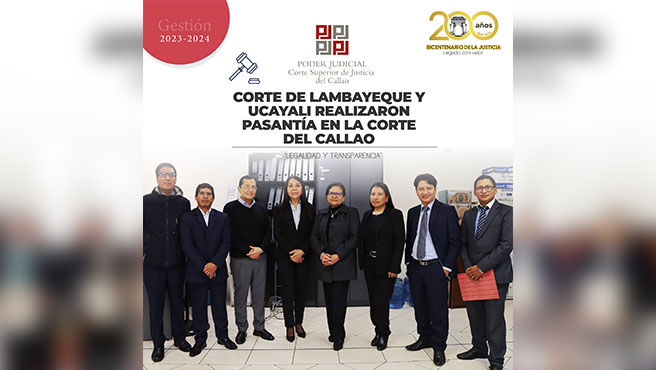 Corte Superior de Lambayeque y de Ucayali realizaron pasantía a SERNOT de la Corte del Callao