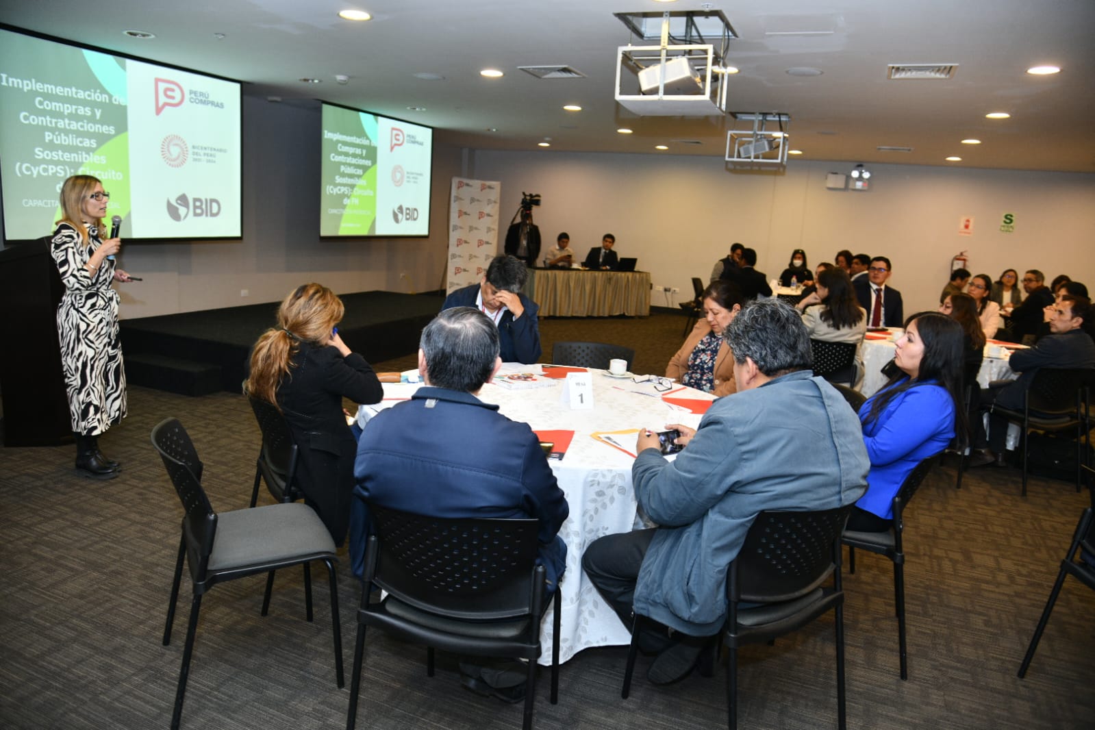 Expositora hablando al auditorio