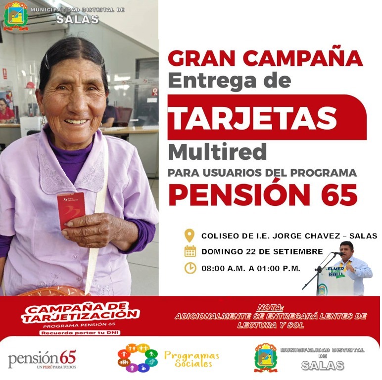 Campaña de tarjetización Pensión 65 - Municipalidad distrital de Salas - Lambayeque