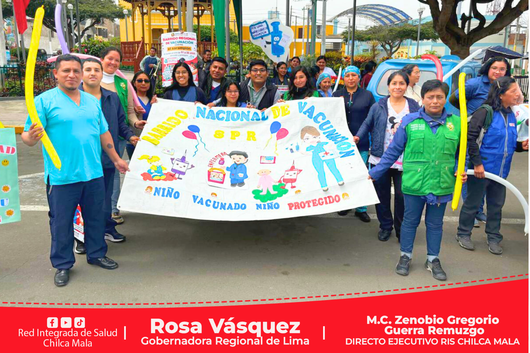 Centro de Salud de Mala realiza pasacalle promoviendo el "Barrido Regional de Vacunación contra el Sarampión"