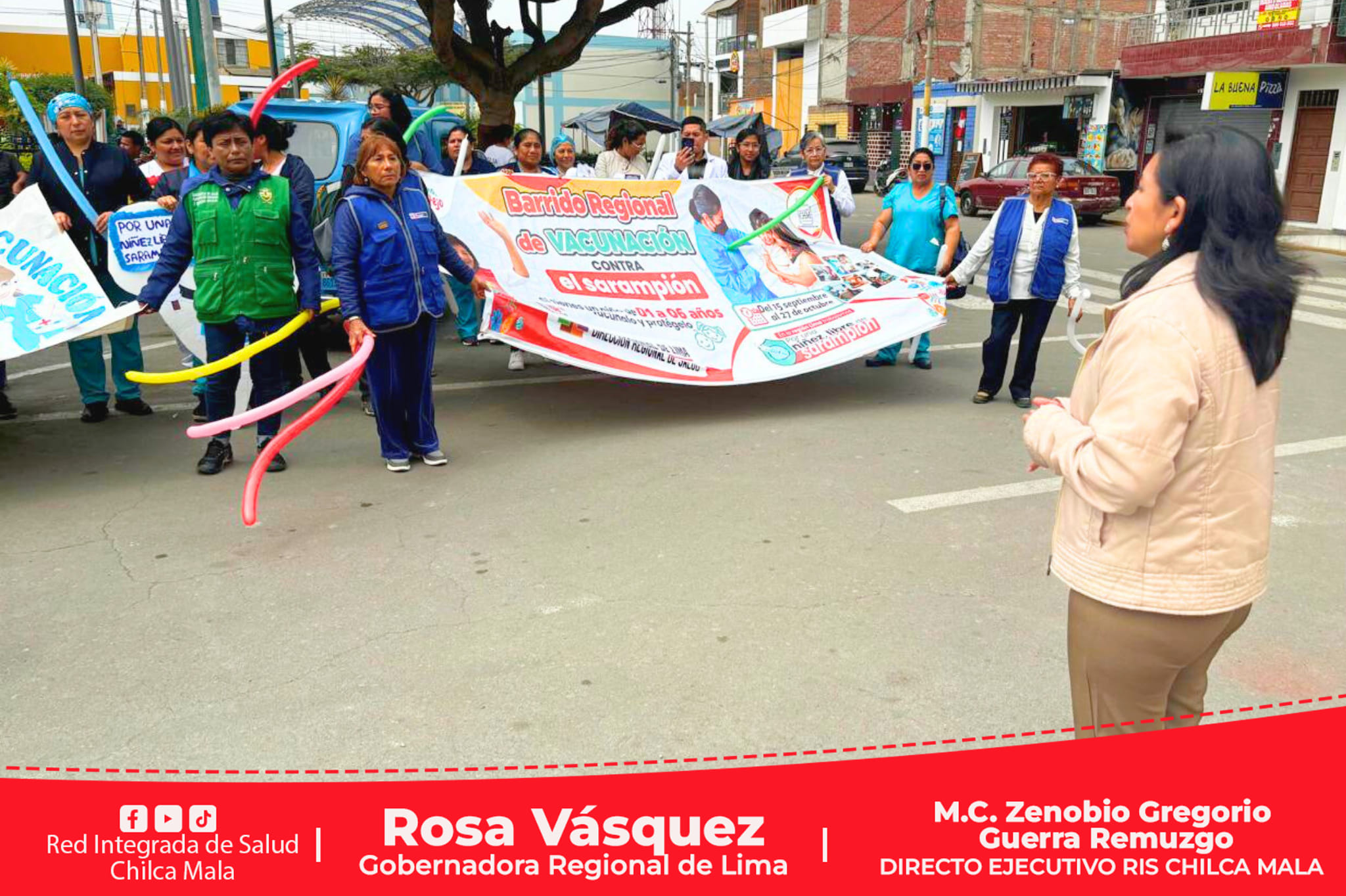 Centro de Salud de Mala realiza pasacalle promoviendo el "Barrido Regional de Vacunación contra el Sarampión"