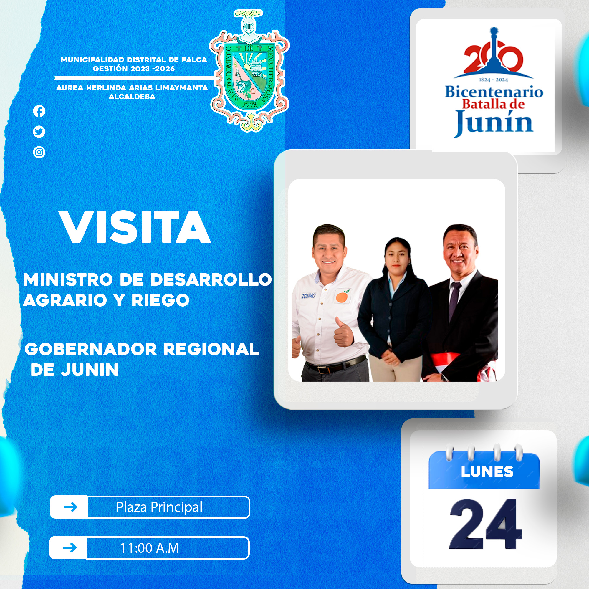 Visita del Ministro de Desarrollo Agrario y Riego y el Gobernador de Junín
