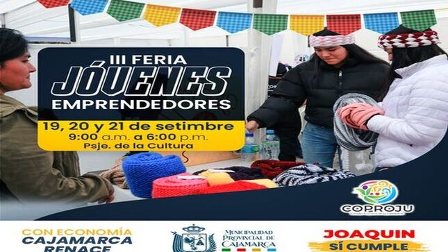 🏛️La Municipalidad Provincial de Cajamarca organiza la III Feria de Jóvenes Emprendedores con el objetivo de fomentar el espíritu emprendedor y potenciar las habilidades creativas de la juventud cajamarquina. Esta iniciativa busca identificar y reconocer a los jóvenes emprendedores como actores clave para la reactivación económica, social y cultural de la ciudad.
📆La feria se desarrollará desde el 19 de septiembre, de 9:00 a.m. hasta las 6:00 p.m., y continuará con sus actividades los días 20 y 21 de septiembre en el Pasaje La Cultura. Este evento contribuye al desarrollo sustentable de la provincia, al tiempo que brinda una plataforma para que los proyectos viables de los participantes puedan generar un impacto significativo en diversos sectores de la sociedad.
✅La Municipalidad Provincial de Cajamarca invita a todos los ciudadanos a ser parte de esta celebración del emprendimiento juvenil y a unirse al impulso hacia un futuro más próspero y sostenible para la provincia.