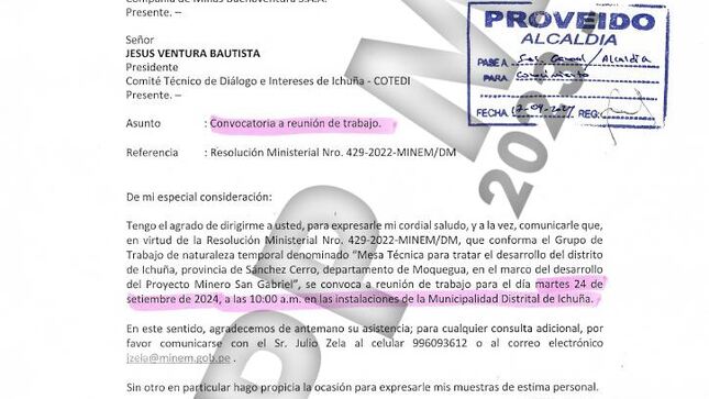 MINEM Convoca a Reunión de Trabajo