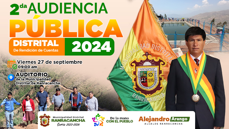 Actividad democrática y de transparencia de la gestión local de Audiencia Pública Distrital de Rendición de Cuentas del Año Fiscal 2024 de la Municipalidad Distrital De Ranracancha