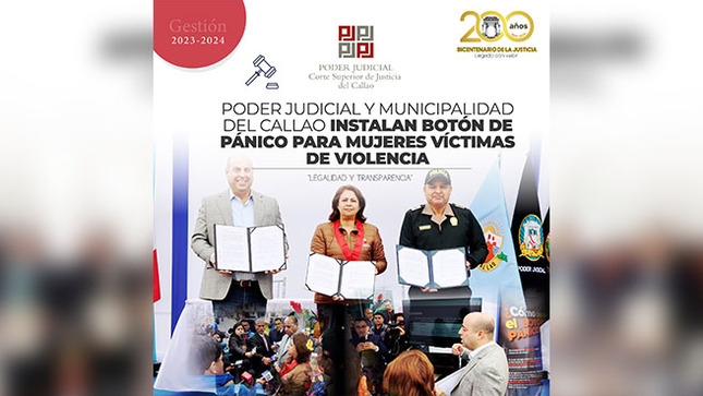 Corte del Callao y Municipalidad Provincial instalan Botón de Pánico para auxiliar a mujeres víctimas de violencia y evitar feminicidios