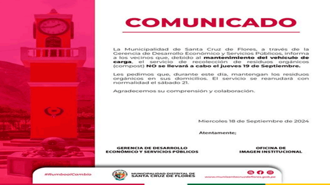 ¡Atención vecinos de Santa Cruz de Flores!