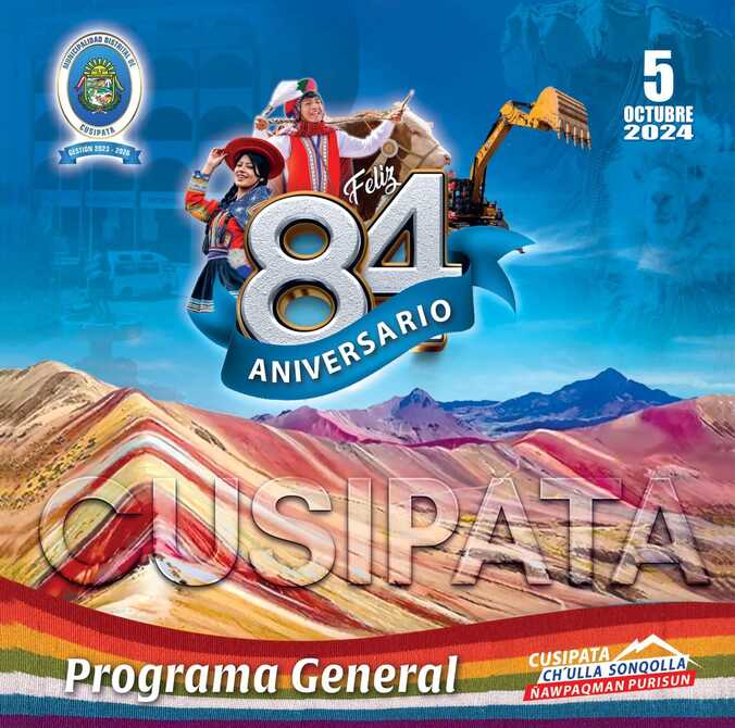 Programa General de Festejos por los 84 Aniversario del Distrito de Cusipata