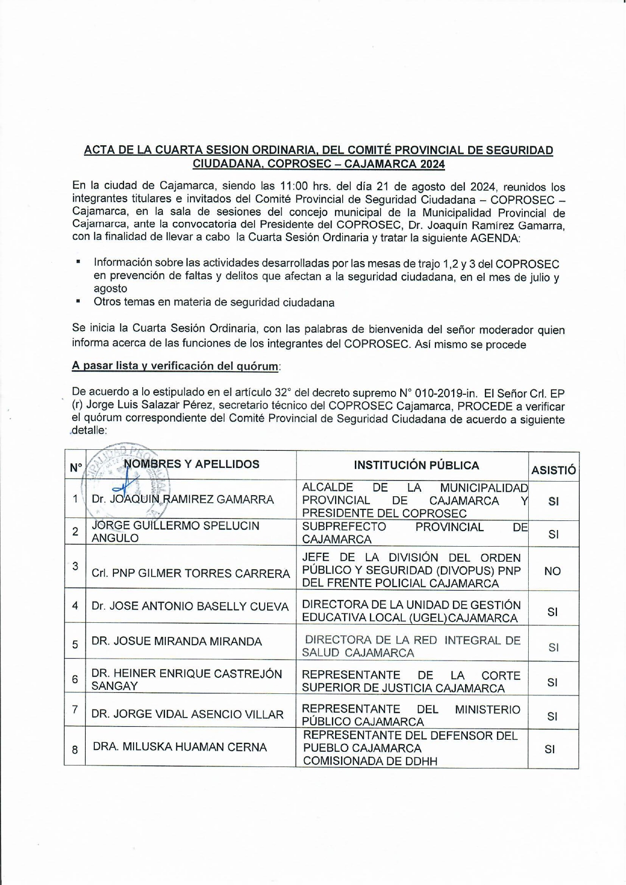 Acta De La Cuarta Sesión Extraordinaria de COPROSEC