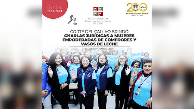 Corte Superior del Callao brindó charlas jurídicas a mujeres empoderadas de comedores populares y vasos de leche de Carmen de la Legua 