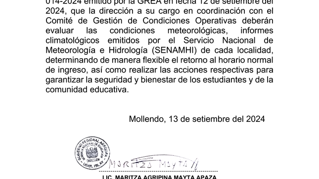 Comunicado N° 053-2024-GRA/GREA/UGELI-D/AGP