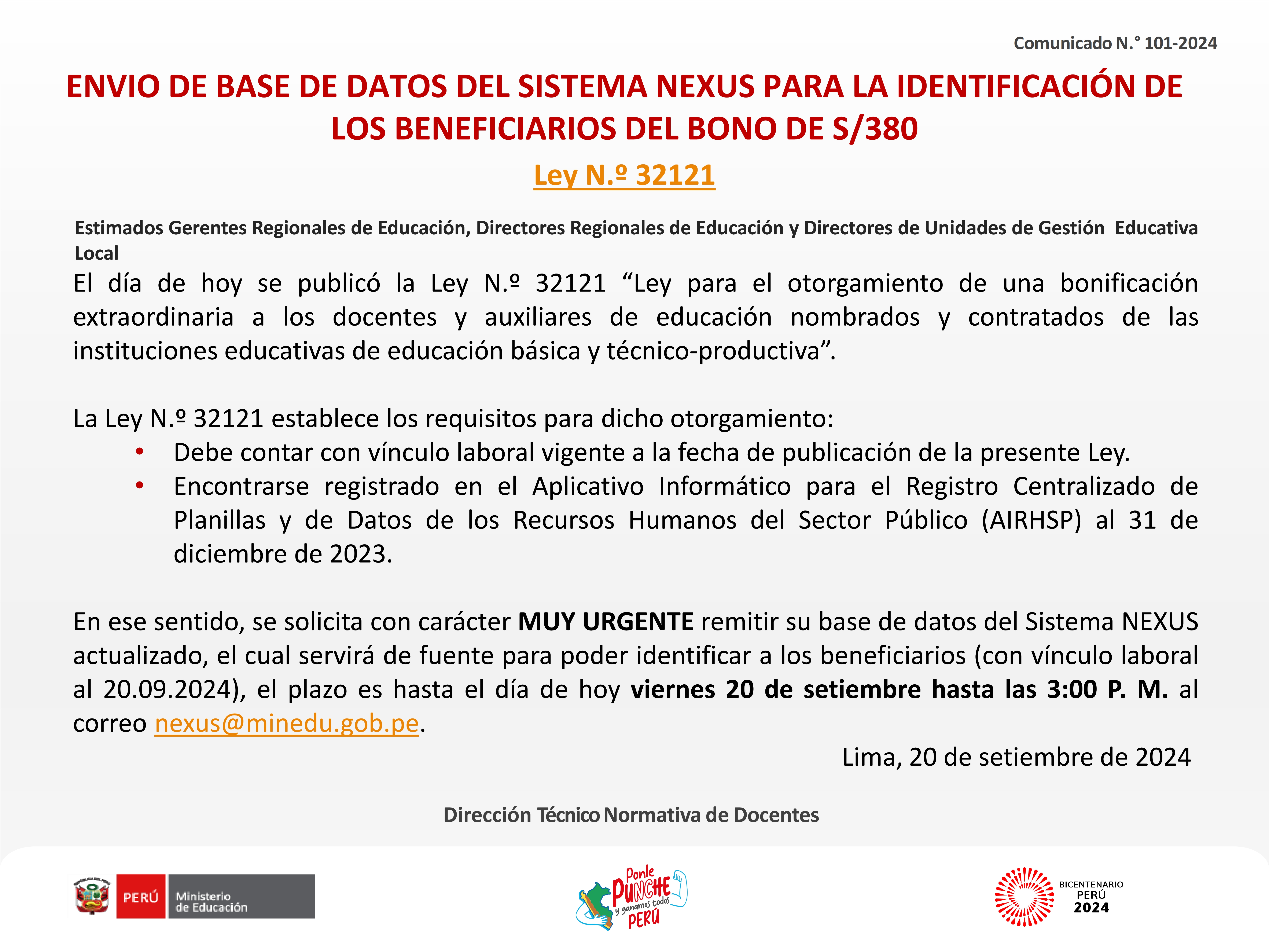 Comunicado N.° 101-2024