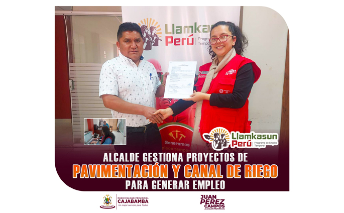 ¡Alcalde gestiona proyectos de pavimentación y canal de riego para generar empleo!