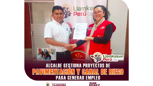 ¡Alcalde gestiona proyectos de pavimentación y canal de riego para generar empleo! 