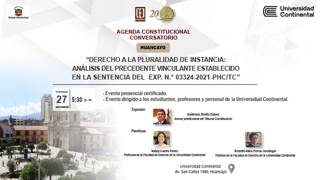 Agenda Constitucional del CEC del TC abordará en Huancayo el precedente vinculante del derecho a la pluralidad de instancia