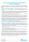 Vista preliminar de documento Política de Privacidad para el Tratamiento de Datos Personales