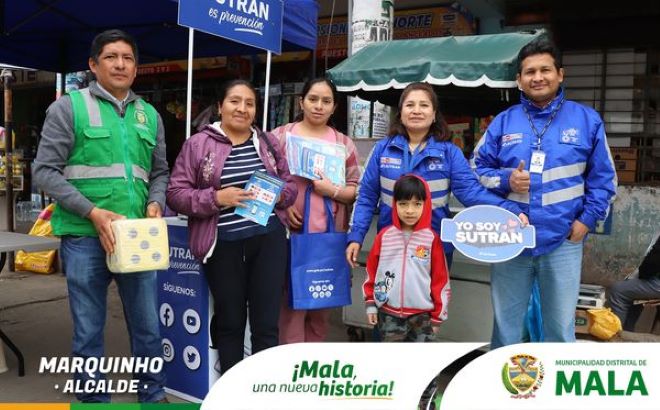 La Municipalidad de Mala en Coordinación con SUTRAN Realizó una Actividad en los Exteriores del Mercado San Pedro de Mala