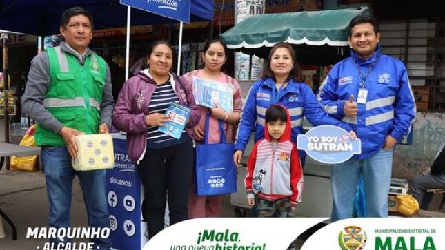 La Municipalidad de Mala en Coordinación con SUTRAN Realizó una Actividad en los Exteriores del Mercado San Pedro de Mala