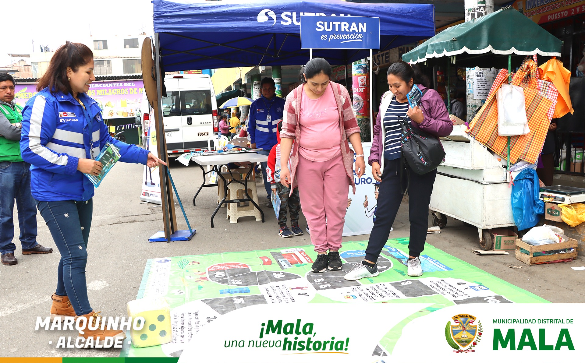 La Municipalidad de Mala en Coordinación con SUTRAN Realizó una Actividad en los Exteriores del Mercado San Pedro de Mala