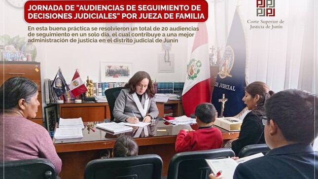 Jornada de "Audiencias de seguimiento de decisiones  judiciales" por Jueza de Familia