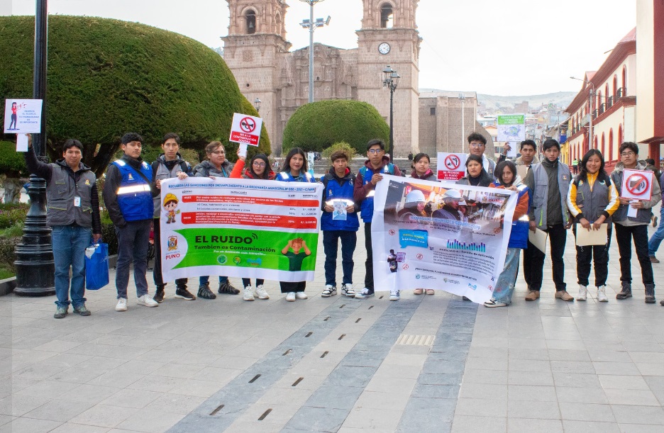 Municipalidad Provincial de Puno realiza campaña de sensibilización para reducir ruidos molestos en el centro de la ciudad