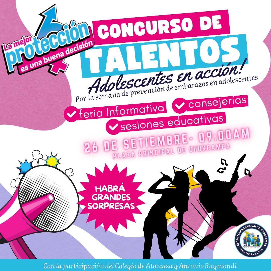 En el marco de la Semana de prevención en adolescentes te invitamos participar de esta gran concurso. Habrá charlas informativas y educativas sobre la prevención del embarazo adolescente, ¡y muchas sorpresas más! 🎁
