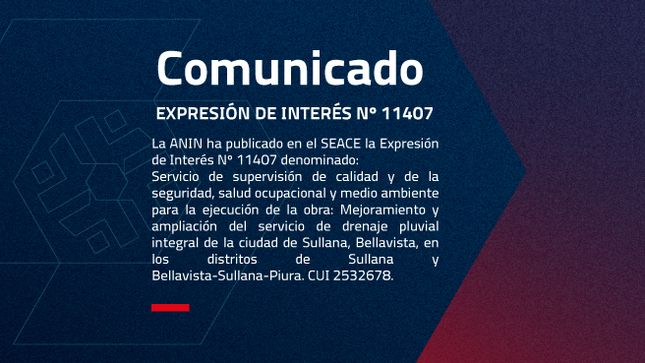 SERVICIO DE SUPERVISIÓN DE CALIDAD Y DE LA SEGURIDAD, SALUD OCUPACIONAL Y 
MEDIO AMBIENTE PARA LA EJECUCION DE LA OBRA: MEJORAMIENTO Y AMPLIACIÓN DEL 
SERVICIO DE DRENAJE PLUVIAL INTEGRAL DE LA CIUDAD DE SULLANA, BELLAVISTA, EN 
LOS DISTRITOS DE SULLANA Y BELLAVISTA-SULLANA-PIURA. CUI 2532678