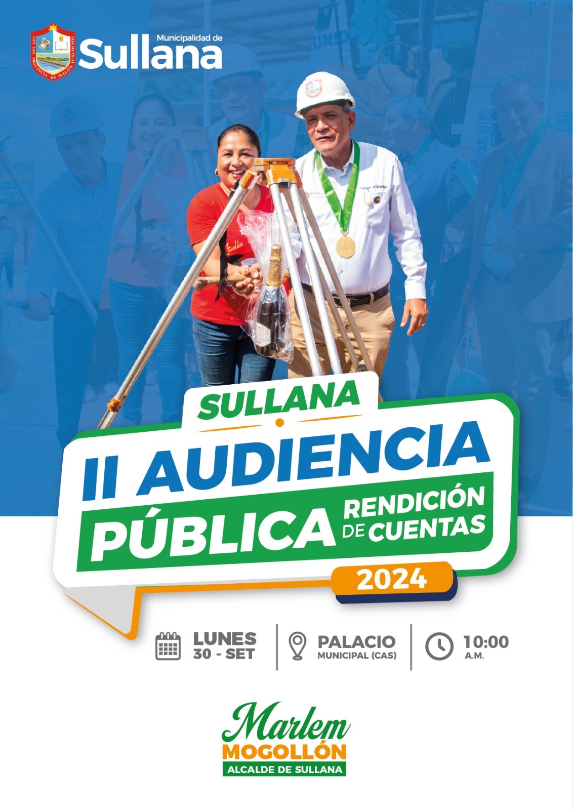 La Municipalidad Provincial de Sullana llevará a cabo la segunda rendición de cuentas del año 2024, este 30 de septiembre a las 10 de la mañana en el salón de actos “Carlos A. Salaverry”, con el objetivo informar a la ciudadanía sobre los avances y logros de la gestión municipal liderada por el alcalde Ing. Marlem Mogollón Meca.
La Municipalidad Provincial de Sullana invita a todos los representantes de la sociedad civil, instituciones de base, organizaciones sociales y a todos los ciudadanos de la provincia a participar en esta jornada de transparencia y diálogo.
Dicha actividad se realizará de acuerdo a ley 27972, Art 20, inciso 36 y 119 A, modificada por la Ley 31433, reafirmando de esta manera el compromiso de la gestión con todos los sullaneros.